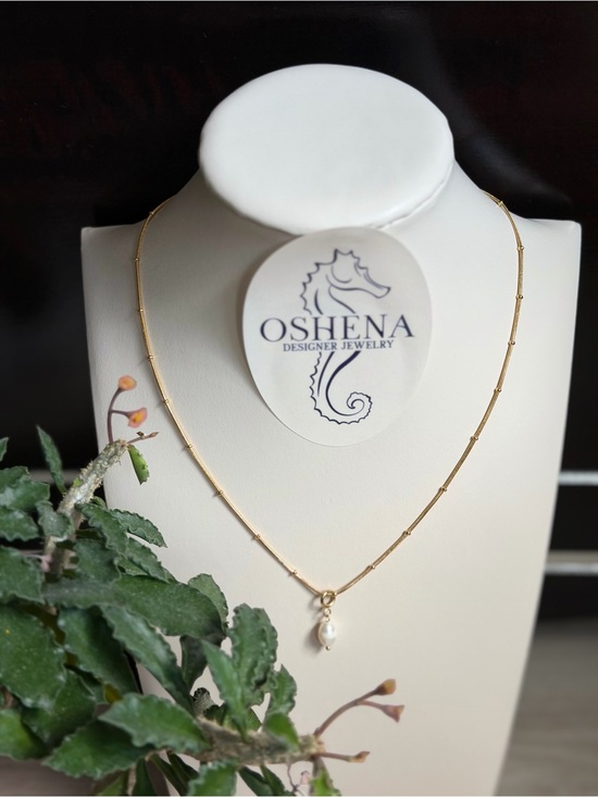 OSHENA Jewelry - OSHENA Gold Pearl Drop Necklace - Elegant Women’s Jewelry